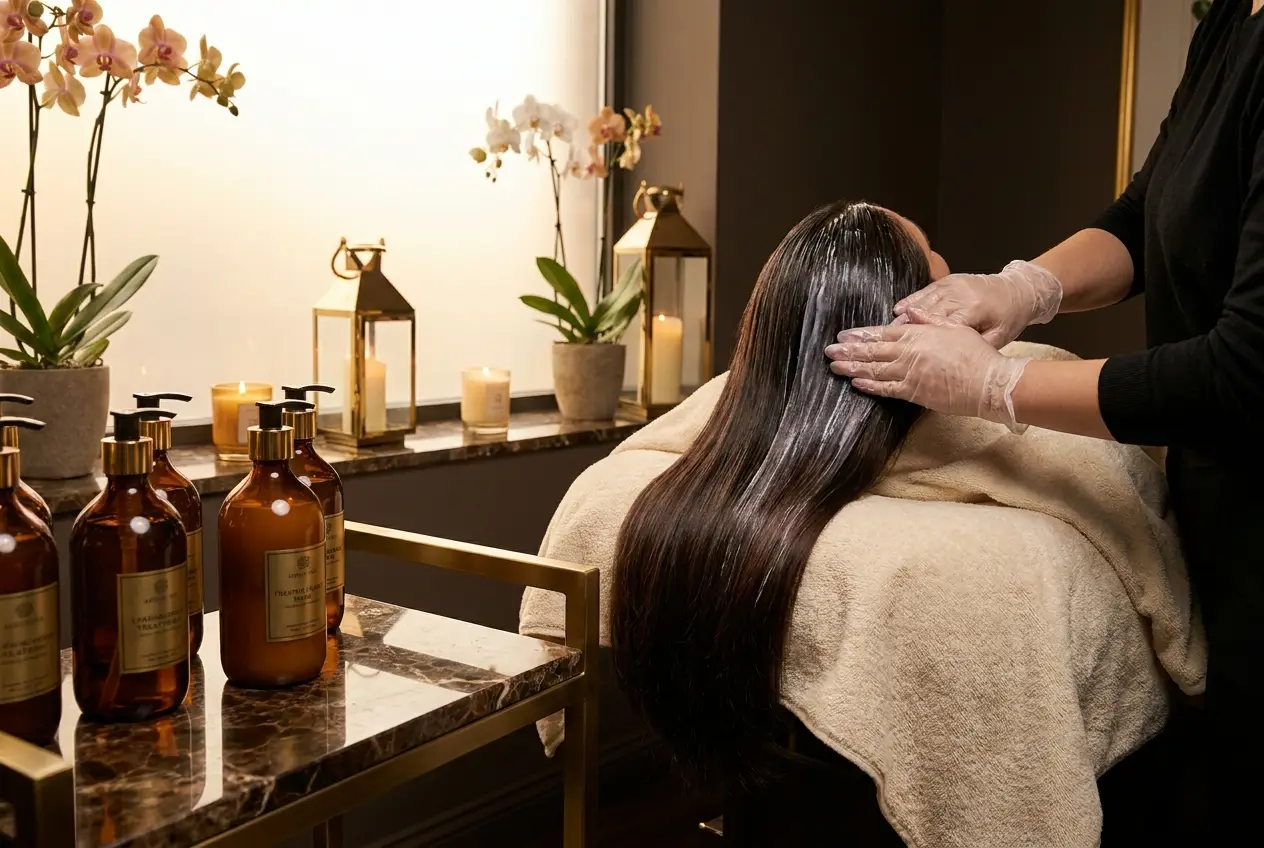 Haarpflege-Behandlung mit Premium-Produkten im Salon Stuttgart
